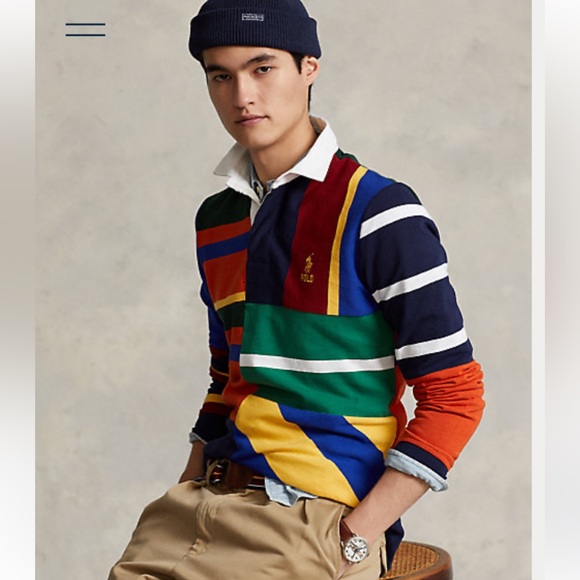 NWT Polo Ralph Lauren Classic Fit Patchwork Rugby Shirt - Picture 2 of 5